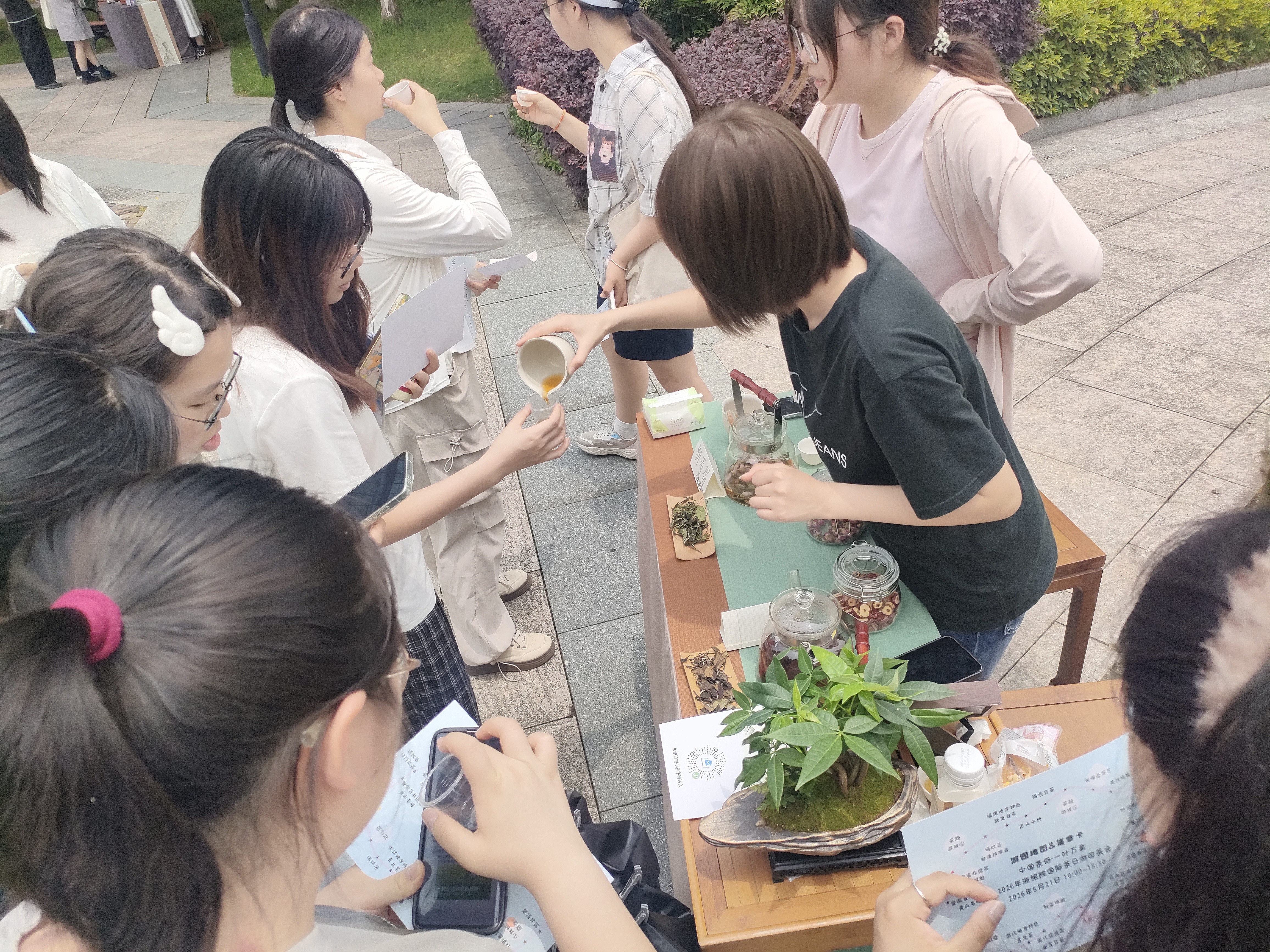 游园集章品茶